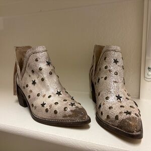 Metallic Star & Stud Fringe Ankle Booties - Women's